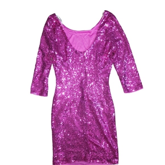 NWT Lulu's Delightful Ways Magenta Sequins Dress Size S - Homecoming - Formal - - Picture 6 of 9